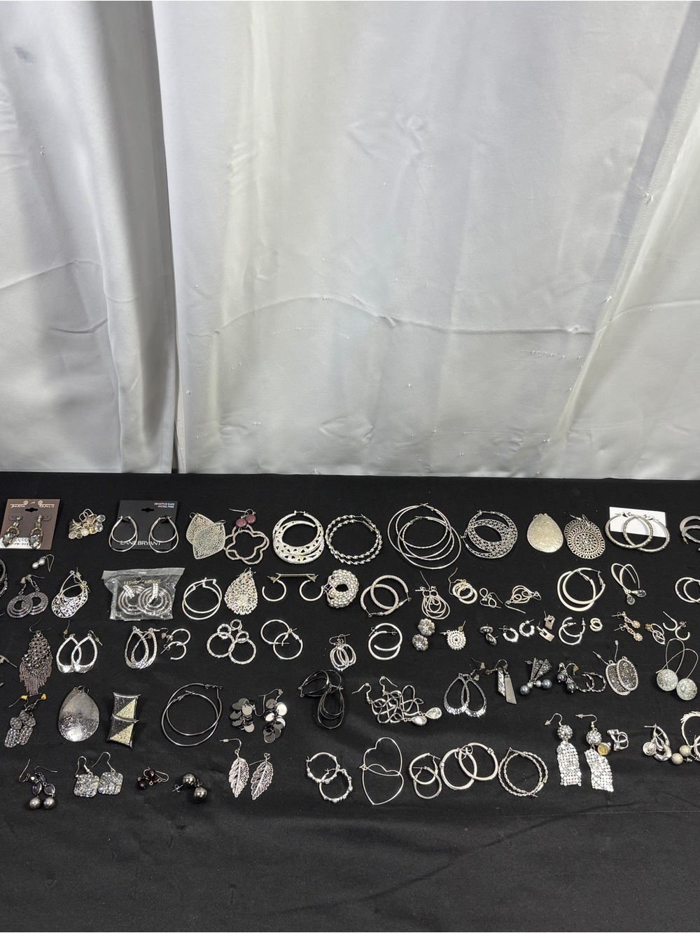 Earrings lot of 91 Pair SilverTone Gun Metal